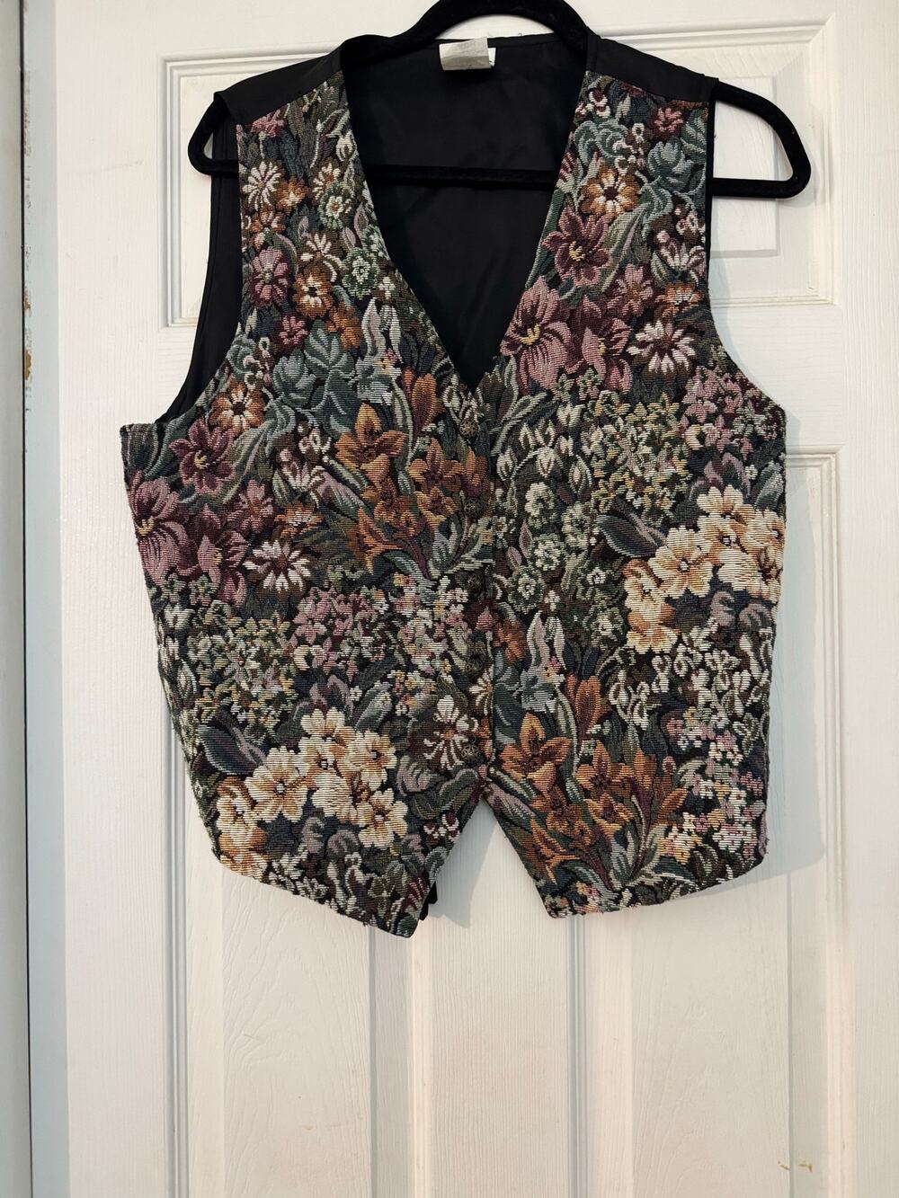 90s Bobbie Brooks Floral Tapestry Button Vest Size Large Cottagecore Indie Boho